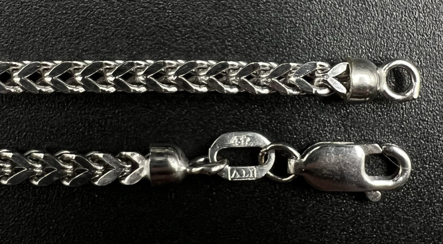 25” 10K Hollow White Gold Diamond Cut Franco Box Chain | 11.14g | 2.6MM | ALI |