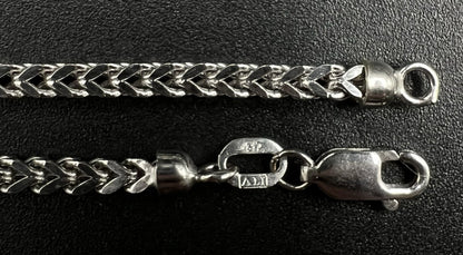 25” 10K Hollow White Gold Diamond Cut Franco Box Chain | 11.14g | 2.6MM | ALI |