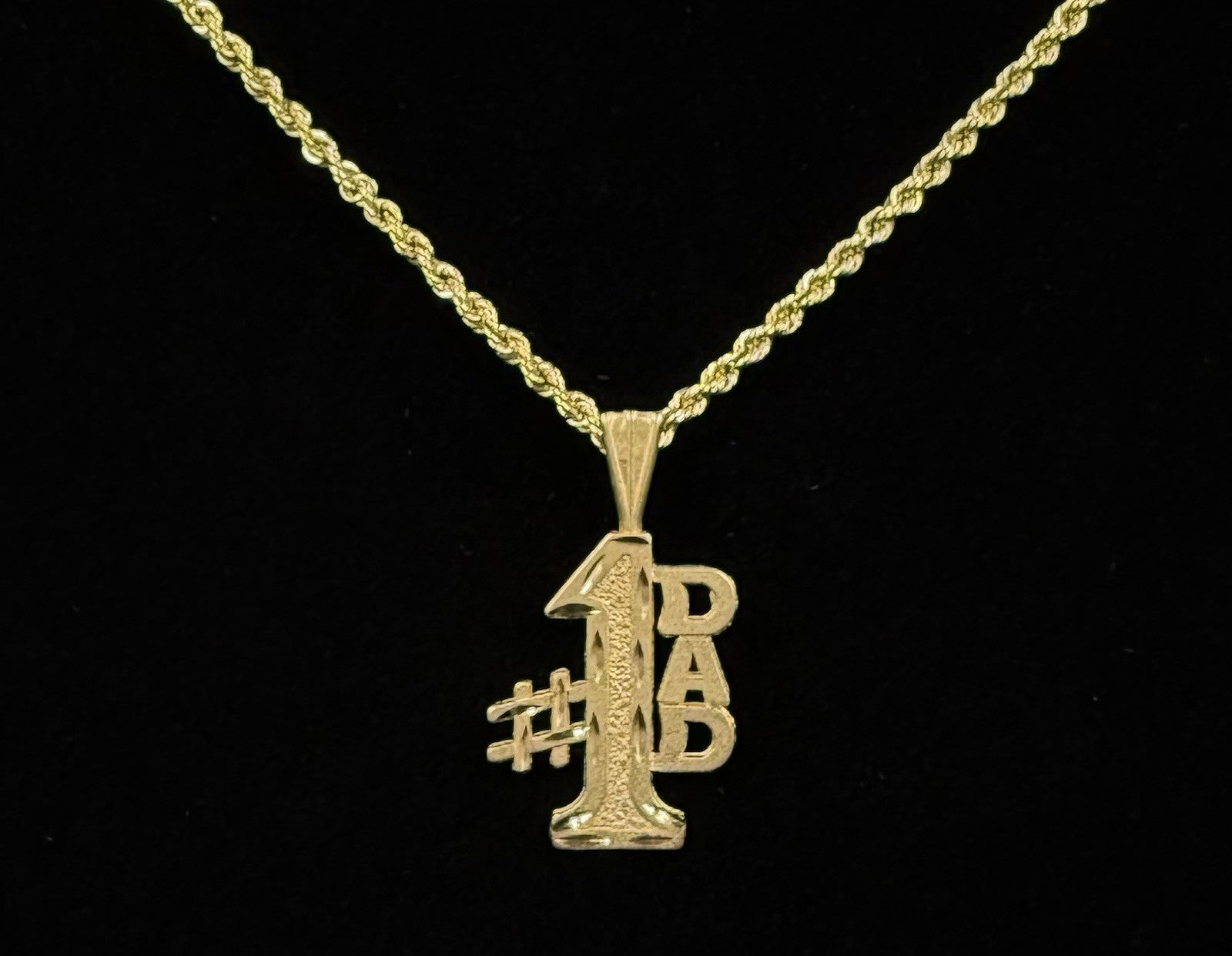 0.55” 14k Solid Yellow Gold Diamond-Cut #1 Dad Pendant | 1g | 3mm X 5.5mm Bail |