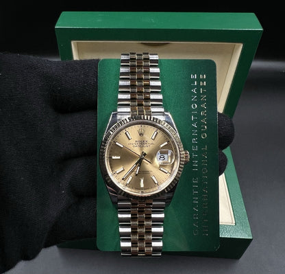 Rolex Datejust 36mm 126233 Champagne Dial 2021 Jubilee Two-Tone 18k SS Box Card