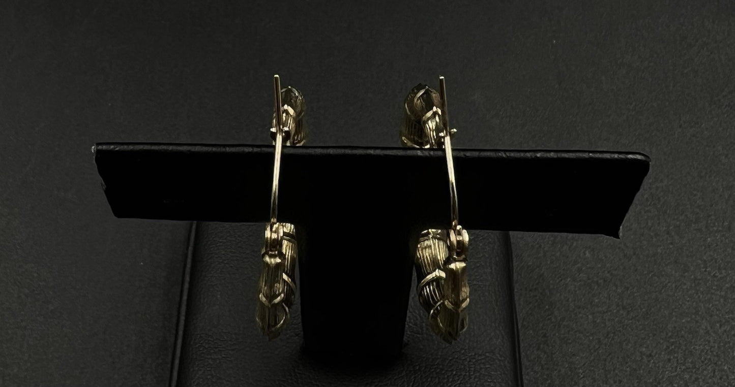 1.1” 10K Hollow Yellow Gold Bamboo Hoop Earrings | 3g | 5MM Thick |