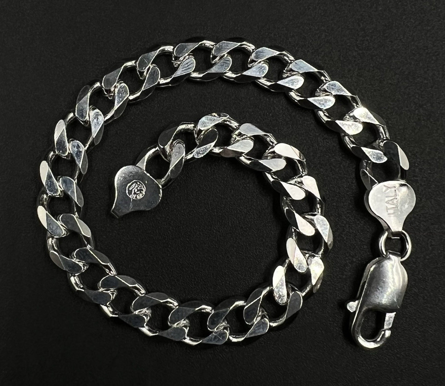8” 925 Solid Sterling Silver Diamond Cut Cuban Bracelet 18.25g | 7.5MM | Lobster