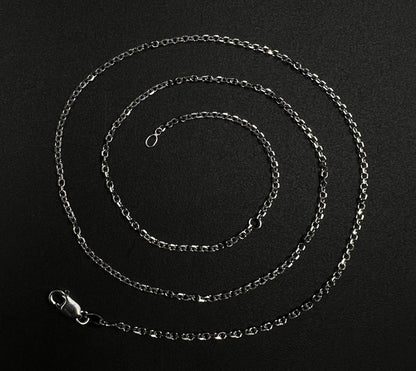16-18” Adjustable 14K Semi-Solid White Gold Cable Chain | 2.66g | 1.4MM Lobster