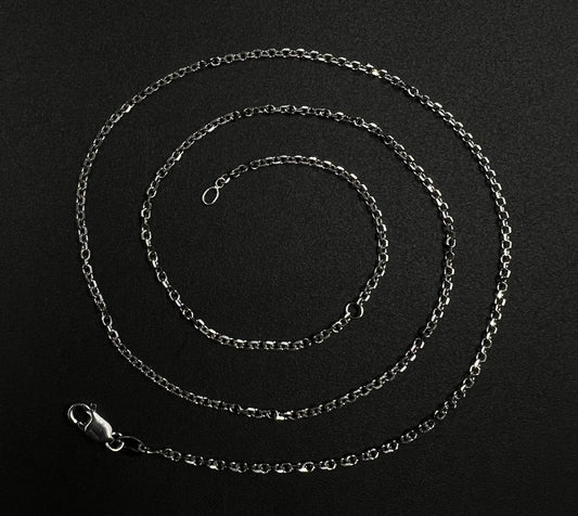 16-18” Adjustable 14K Semi-Solid White Gold Cable Chain | 2.66g | 1.4MM Lobster