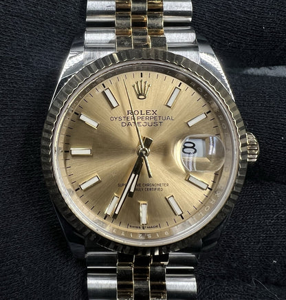Rolex Datejust 36mm 126233 Champagne Dial 2021 Jubilee Two-Tone 18k SS Box Card
