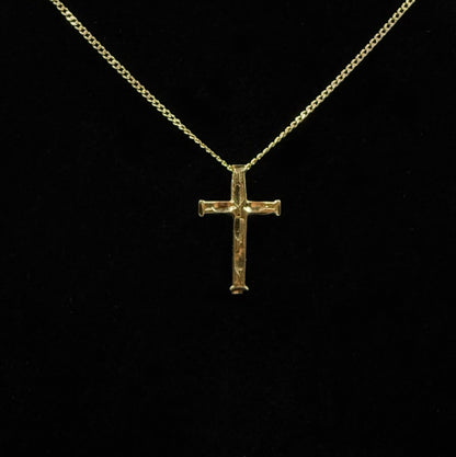 .46” 14K Solid Yellow Gold Diamond-Cut Cross Pendant | .55g | 2mm x 3.5mm Bail