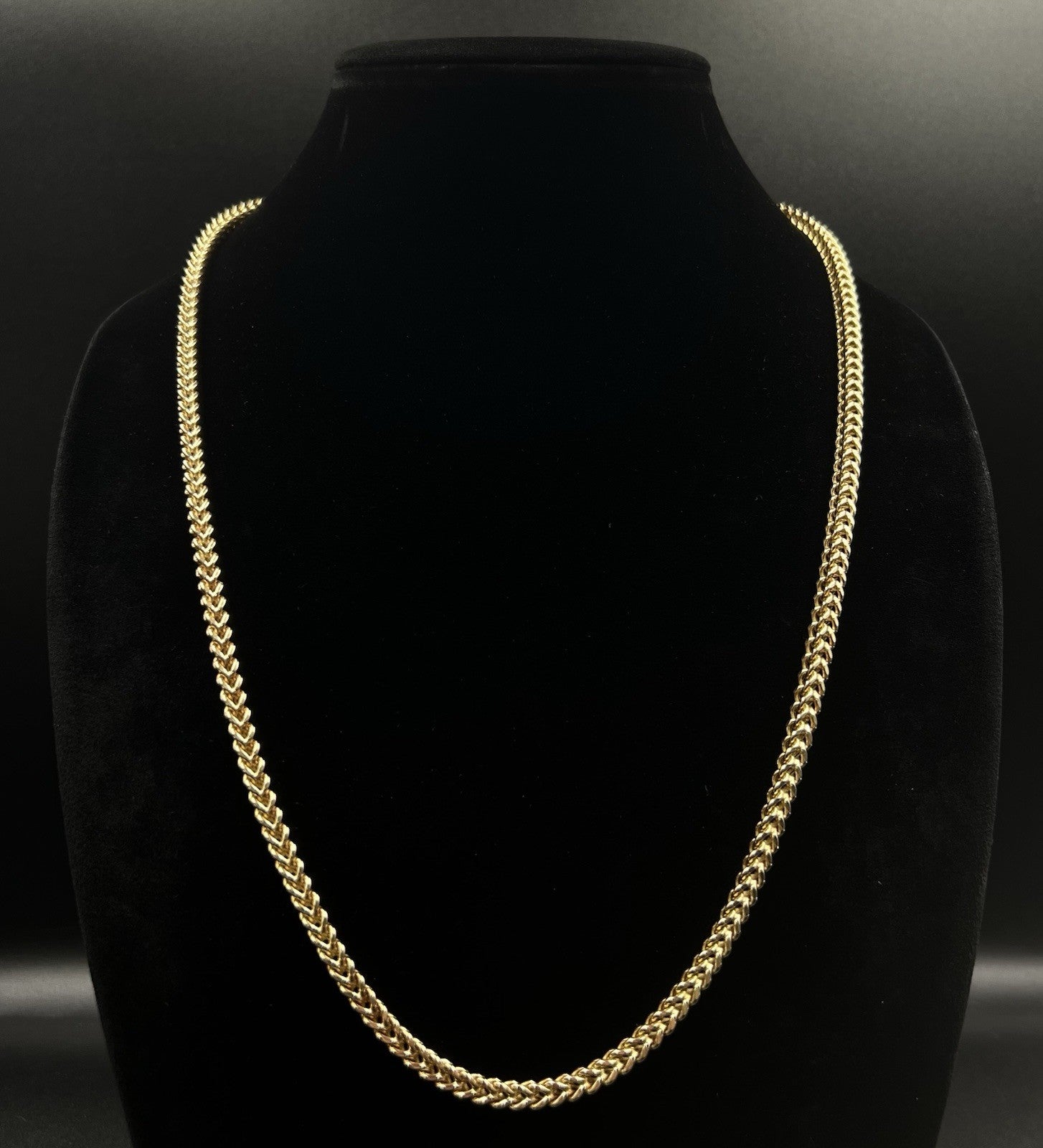 26.25” 10K Semi-Solid Yellow Gold Diamond Cut Franco Box Chain | 26.49g | 4.5MM