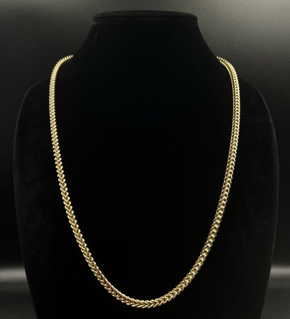 26.25” 10K Semi-Solid Yellow Gold Diamond Cut Franco Box Chain | 26.49g | 4.5MM