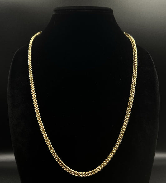 26.25” 10K Semi-Solid Yellow Gold Diamond Cut Franco Box Chain | 26.49g | 4.5MM