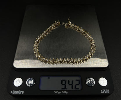 7.25” 14K Yellow Gold Natural Diamond Tennis Bracelet | 9.42g | ~1.5ct | 4.5MM |