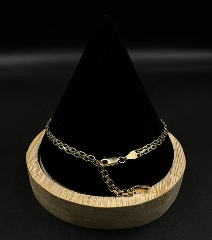 10.25” 14K Semi-Solid Yellow Gold Diamond Cut Bismark Anklet 3.83g | 3.5mm |
