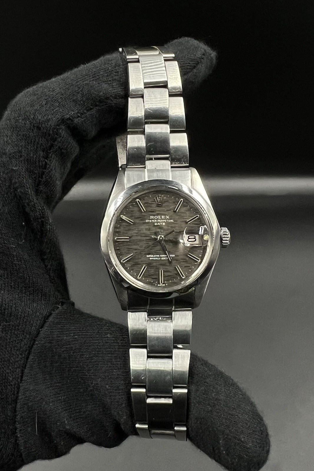 Vintage Rolex Date 1500 Steel 34mm Slate Grey Brushed Dial c.1970 Watch