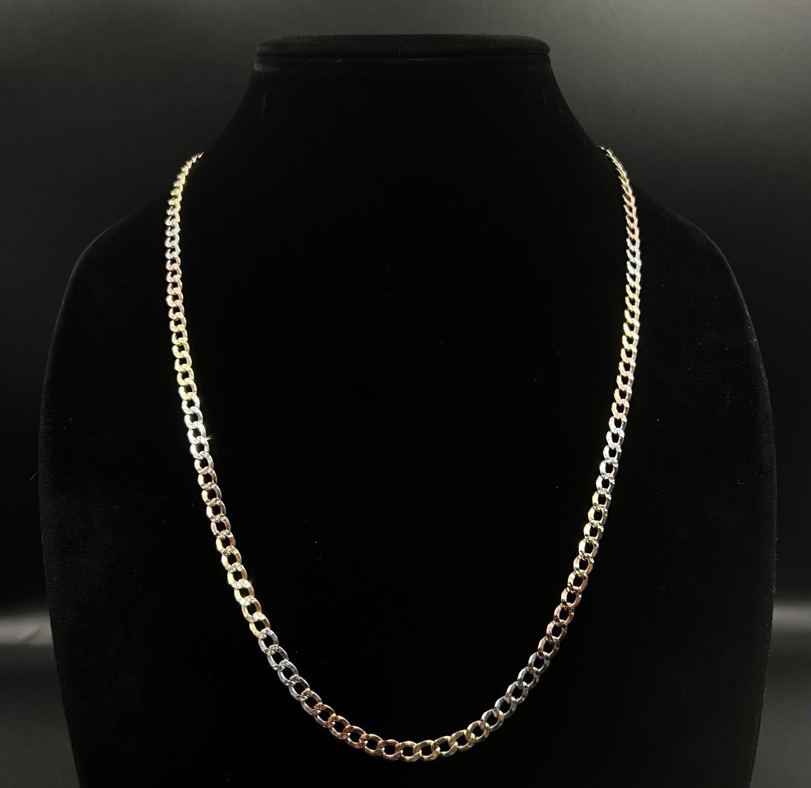 24” 10K Hollow Tri-Tone Gold Diamond Cut Cuban Chain | 10.34g | 4.9MM | Lobster