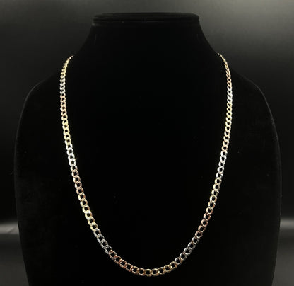 24” 10K Hollow Tri-Tone Gold Diamond Cut Cuban Chain | 10.34g | 4.9MM | Lobster