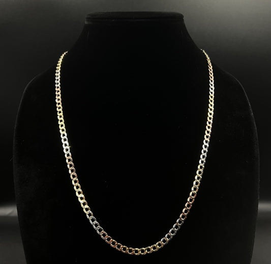 24” 10K Hollow Tri-Tone Gold Diamond Cut Cuban Chain | 10.34g | 4.9MM | Lobster