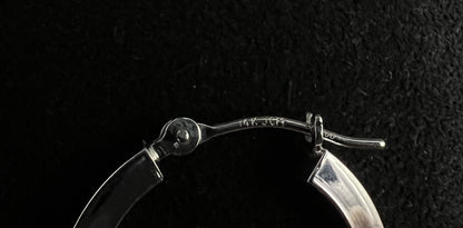 14K Hollow White Gold Hoop Earrings | 1.12g | .08” x .72” | JCM |