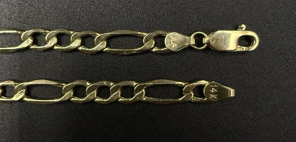 20” 14k Hollow Yellow Gold Figaro Chain 8g |5.4mm | Lobster Clasp |