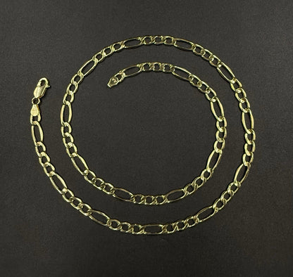 20” 14k Hollow Yellow Gold Figaro Chain 8g |5.4mm | Lobster Clasp |