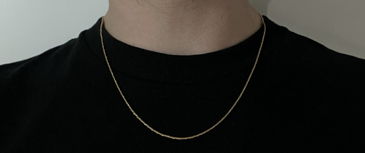 19.5” 14K Solid Yellow Gold Braided Rope Chain 2.96g | 1.2mm | Spring Ring Italy