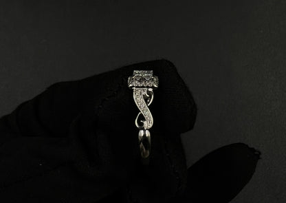 14K Solid White Gold Square Halo Natural Diamond Ring | Size 8 | ~1 ct | 5.76g |