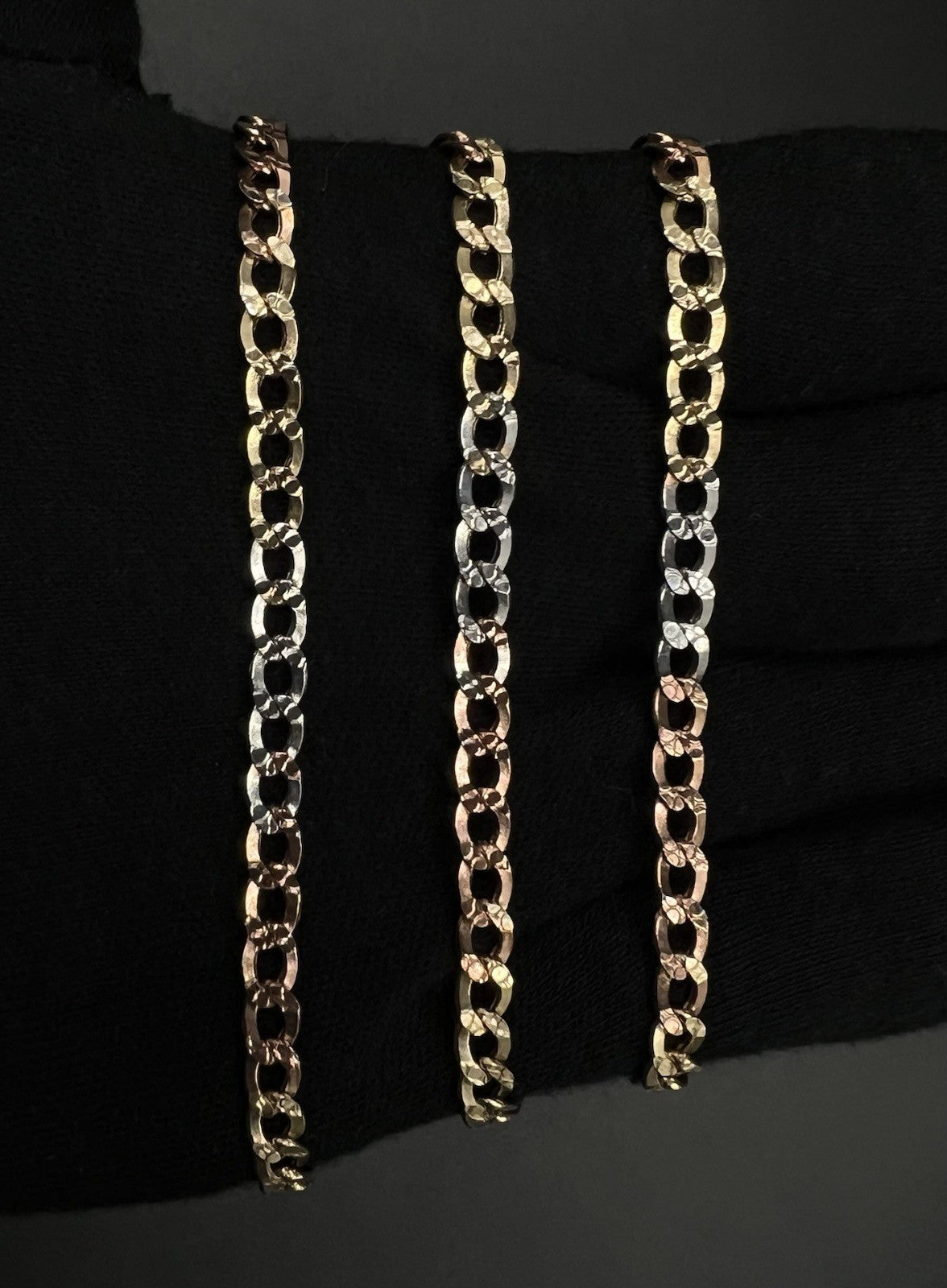24” 10K Hollow Tri-Tone Gold Diamond Cut Cuban Chain | 10.34g | 4.9MM | Lobster