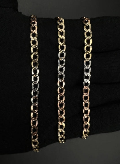 24” 10K Hollow Tri-Tone Gold Diamond Cut Cuban Chain | 10.34g | 4.9MM | Lobster