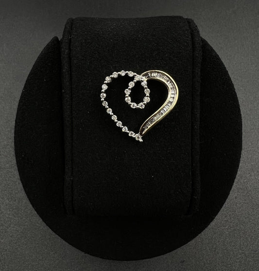 10K Semi-Solid Yellow Gold Natural Diamond Heart Pendant | 3.57g | Fits 1.6MM |