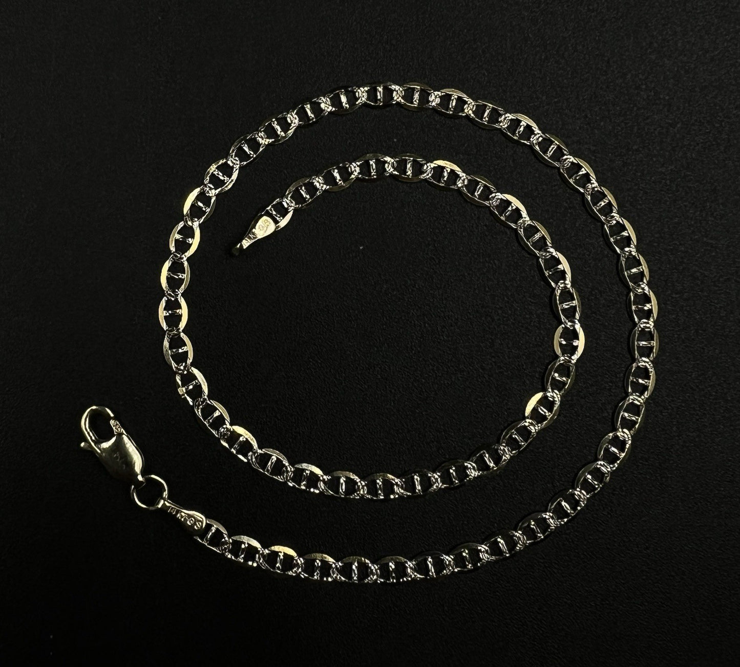 10.75” 14K Hollow Yellow Gold Diamond Cut Anchor/Mariner Anklet | 2.64g | 3.1MM