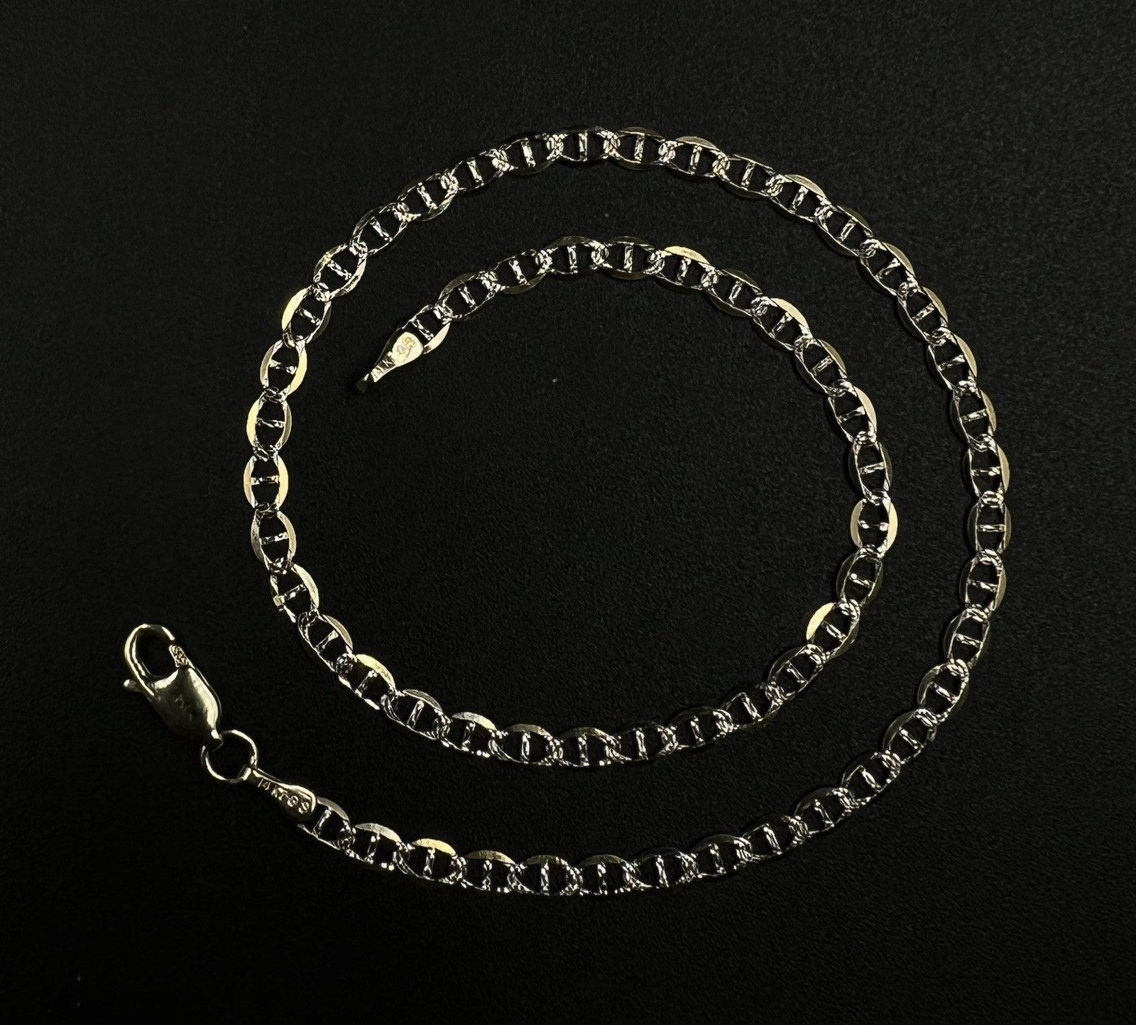 10.75” 14K Hollow Yellow Gold Diamond Cut Anchor/Mariner Anklet | 2.64g | 3.1MM