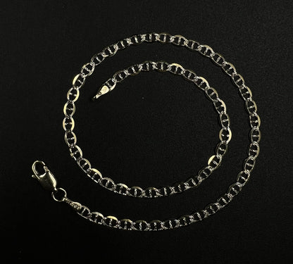 10.75” 14K Hollow Yellow Gold Diamond Cut Anchor/Mariner Anklet | 2.64g | 3.1MM