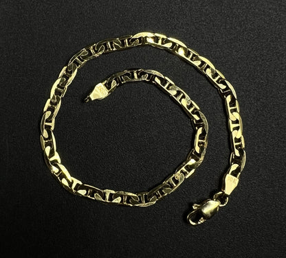 7” 10K Semi-Solid Yellow Gold Diamond Cut Anchor/Mariner Bracelet 3.21g | 3.2mm
