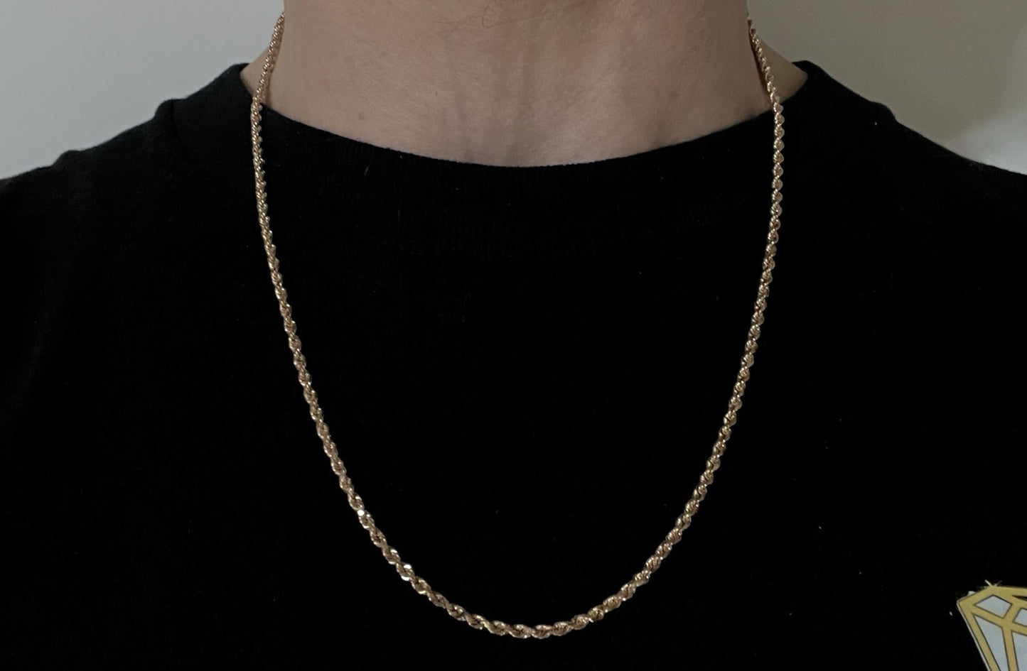 22” 10K Semi-Solid Rose Gold Diamond Cut Rope Chain | 13.66g | 2.8MM | Lobster |