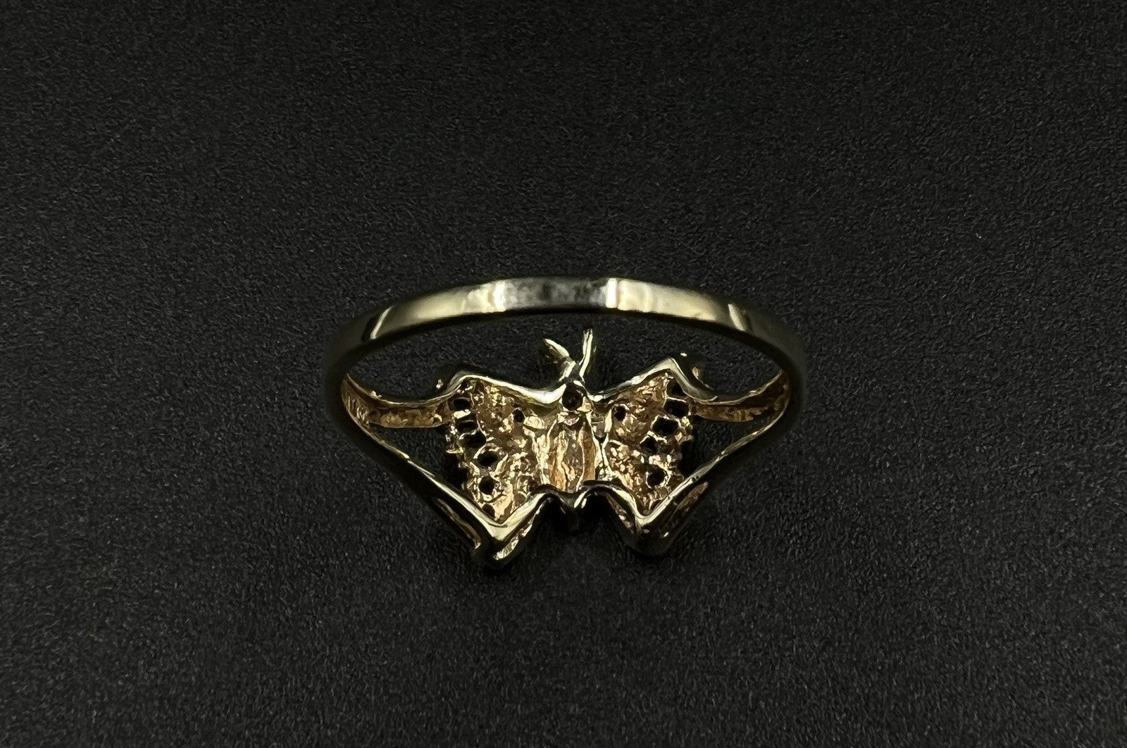 10K Solid Yellow Gold Natural Diamond Baguette Butterfly Ring ~.2ct Size 9 2.79g