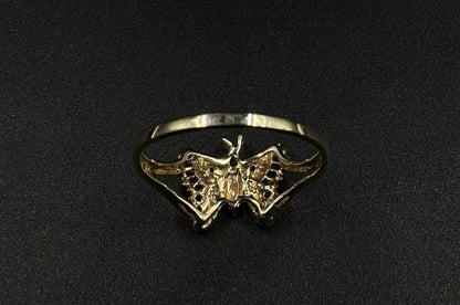 10K Solid Yellow Gold Natural Diamond Baguette Butterfly Ring ~.2ct Size 9 2.79g