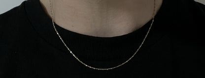 17” 10K Solid Yellow Gold Station Bead Chain | 1.96g | 1MM | Lobster Clasp |