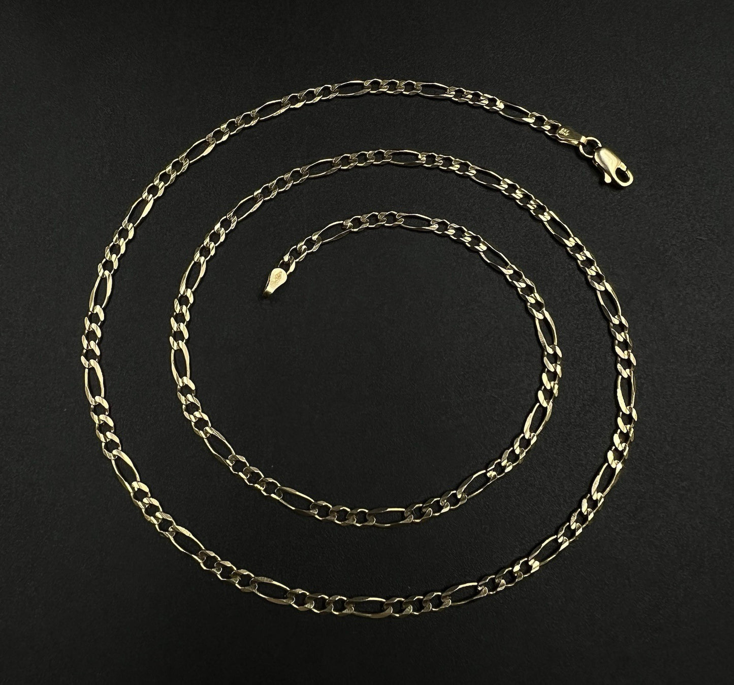 21.75” 14K Solid Yellow Gold Diamond Cut Figaro Chain | 9.04g | 3.2mm | Italy |