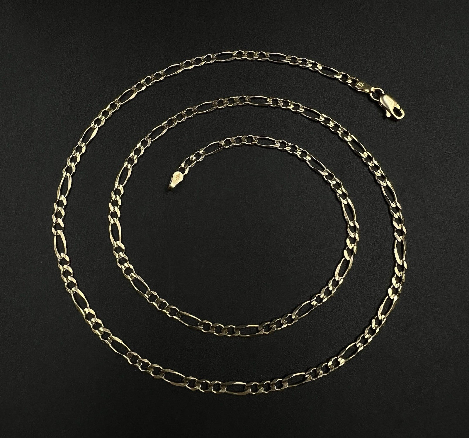 21.75” 14K Solid Yellow Gold Diamond Cut Figaro Chain | 9.04g | 3.2mm | Italy |