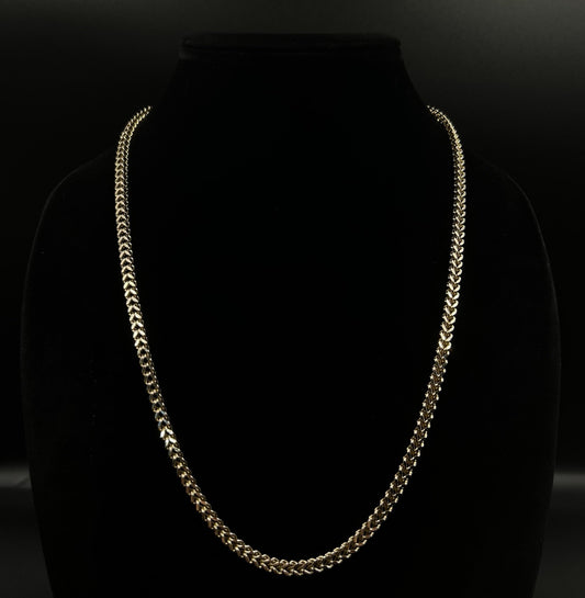 24” 10K Hollow Yellow Gold Diamond Cut Franco Box Chain 16.86g | 4.5MM | Turkey