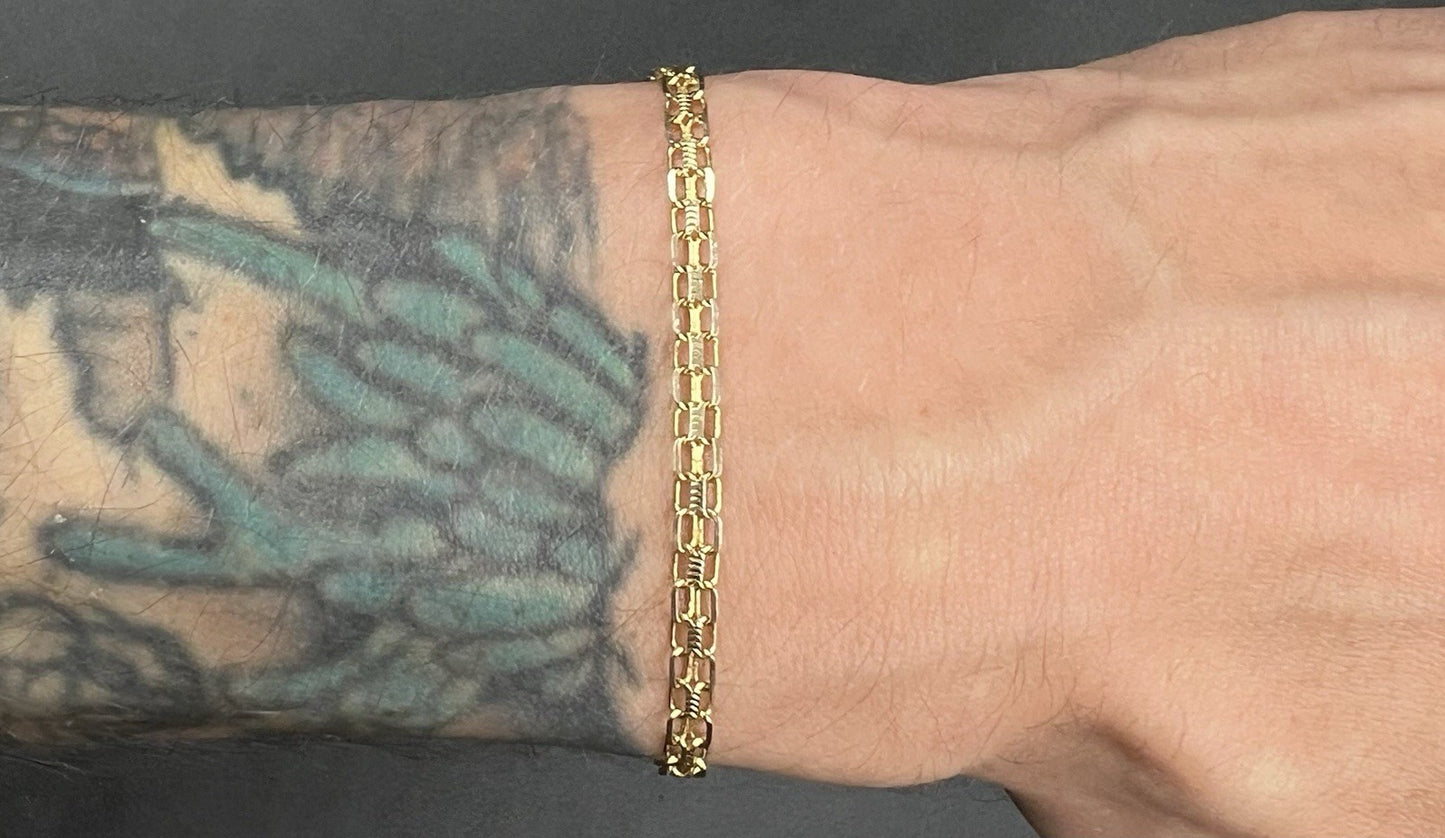 10.25” 14K Semi-Solid Yellow Gold Diamond Cut Bismark Anklet 3.83g | 3.5mm |