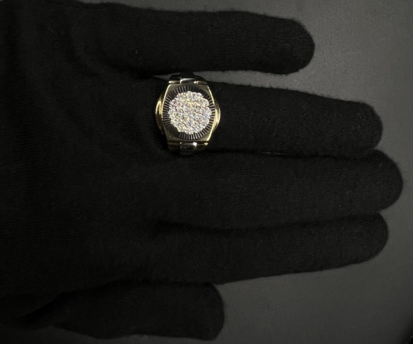 10K Solid Two-Tone Gold Natural Diamond Cluster Rolex Ring ~1ct 10.04g | Size 10