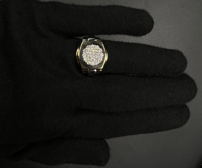 10K Solid Two-Tone Gold Natural Diamond Cluster Rolex Ring ~1ct 10.04g | Size 10