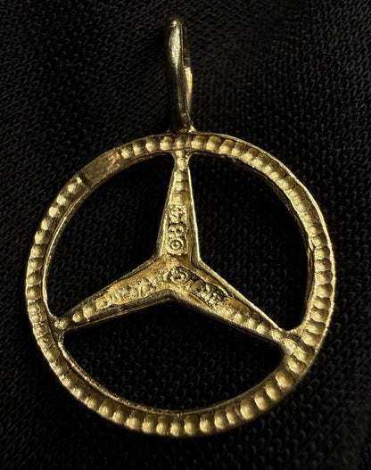 .65” 14K Solid Yellow Gold Diamond-Cut Mercedes Pendant | 1.17g | 3.2mm Bail |