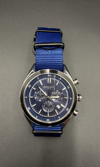 Jorg Gray 47MM Men's Chronograph Watch - Blue Dial - Swiss Ronda - JG6900 - 100M