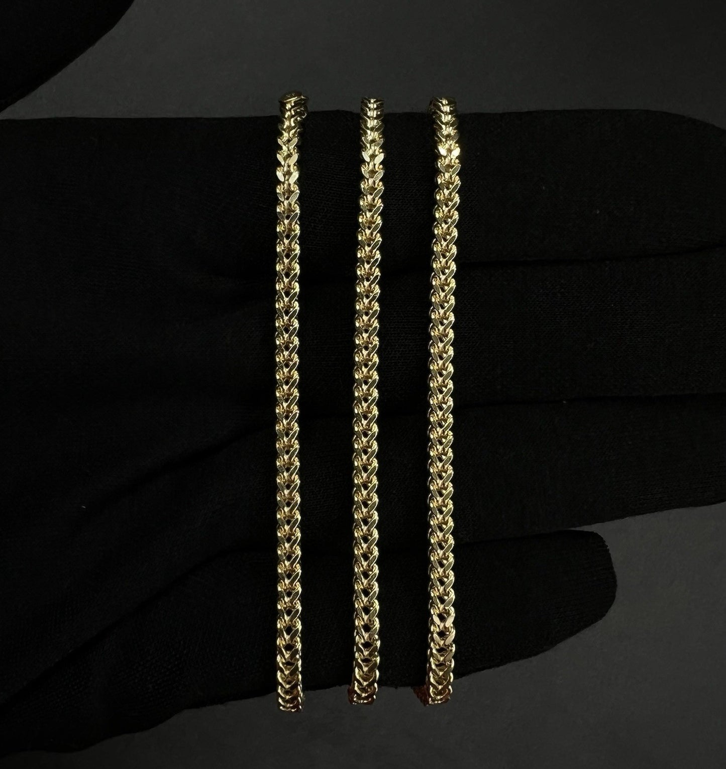 22” 10K Hollow Yellow Gold Diamond Cut Franco Box Chain | 10.46g | 3.2mm Lobster