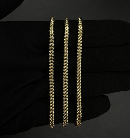 22” 10K Hollow Yellow Gold Diamond Cut Franco Box Chain | 10.46g | 3.2mm Lobster