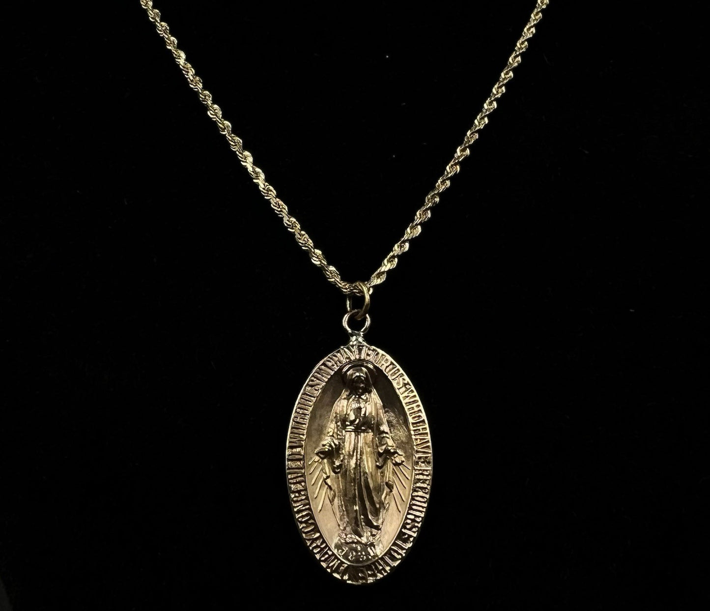 .65” x 1.3” 10K Hollow Yellow Gold Virgin Mary Pendant | 1.26g | 2.8mm Bail |