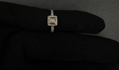 10K Semi-Solid Gold Natural Diamond Square Halo Ring Size 6 | .2ct | 1.86g