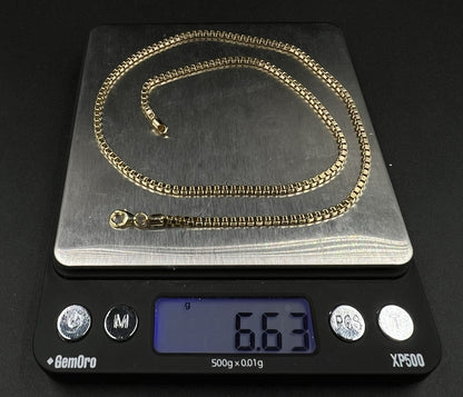 18” 14K Semi-Solid Yellow Gold Box Chain | 6.62g | 2.4mm | Italy | Lobster |
