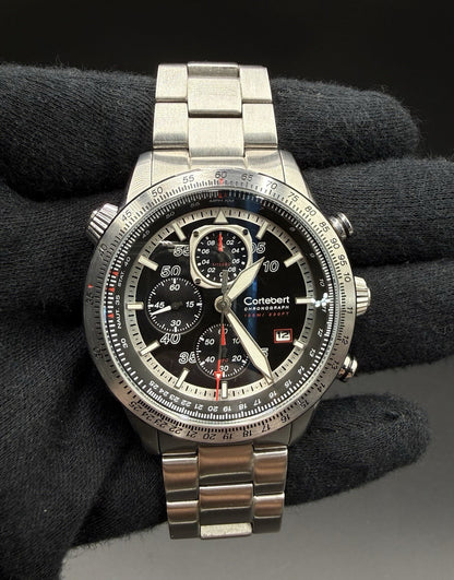 Cortebert Elevation Men’s 44MM Pilot Chronograph Date Watch CB-3003 - Slide Rule