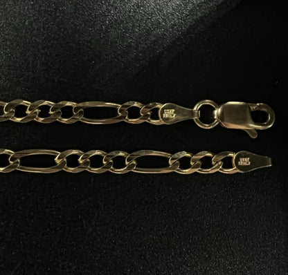 21.75” 14K Solid Yellow Gold Diamond Cut Figaro Chain | 9.04g | 3.2mm | Italy |